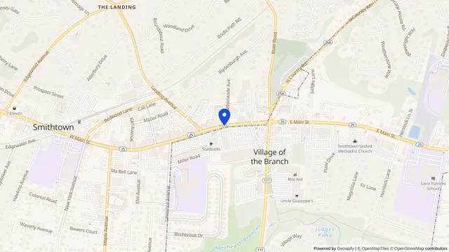 Map showing the location of Avalon Gardens Rehab & Health Center at 7 Route 25A, Smithtown, NY 11787, served by DachiPlus medical transportation.