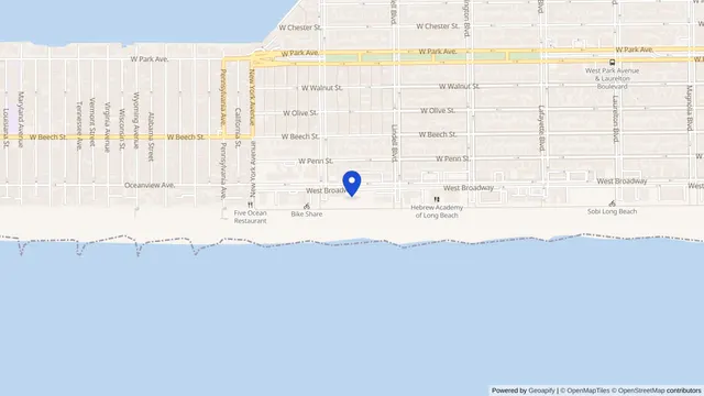 Map showing the location of Beach Terrace Care Center at 640 West Broadway, Long Beach, NY 11561, served by DachiPlus medical transportation.