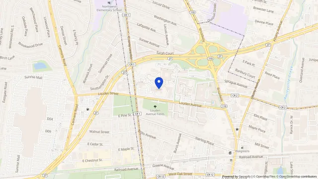 Map showing the location of Broadlawn Manor Nursing & Rehab Center at 399 County Line Road, Amityville, NY 11701, served by DachiPlus medical transportation.