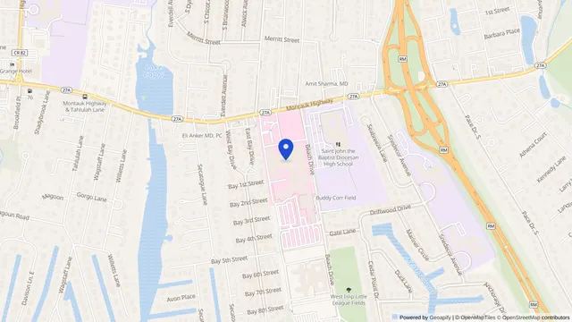 Map showing the location of Catholic Health Good Samaritan University Hospital at 1000 Montauk Hwy, West Islip, NY 11795, served by DachiPlus medical transportation.