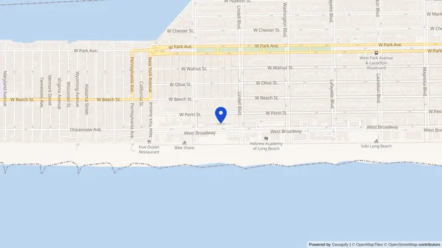 Map showing the location of Grandell Rehabilitation and Nursing Center at 645 W Broadway, Long Beach, NY 11561, served by DachiPlus medical transportation.