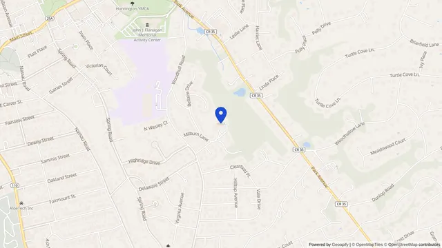 Map showing the location of Hilaire Rehab & Nursing Center at 9 Hilaire Drive, Huntington, NY 11743, served by DachiPlus medical transportation.