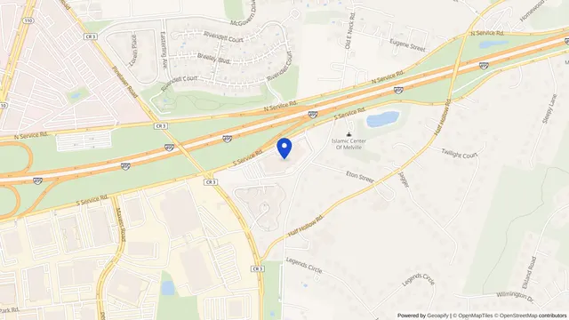 Mapa que muestra la ubicación de Huntington Hills Center for Health & Rehab en 400 South Service Road, Melville, NY 11747 — DachiPlus ofrece transporte médico aquí.