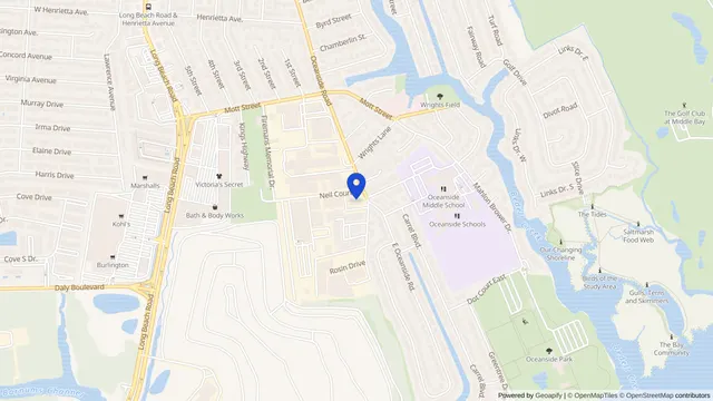 Map showing the location of Mount Sinai South Nassau Outpatient Dialysis at 3618 Oceanside Rd, Oceanside, NY 11572, served by DachiPlus medical transportation.