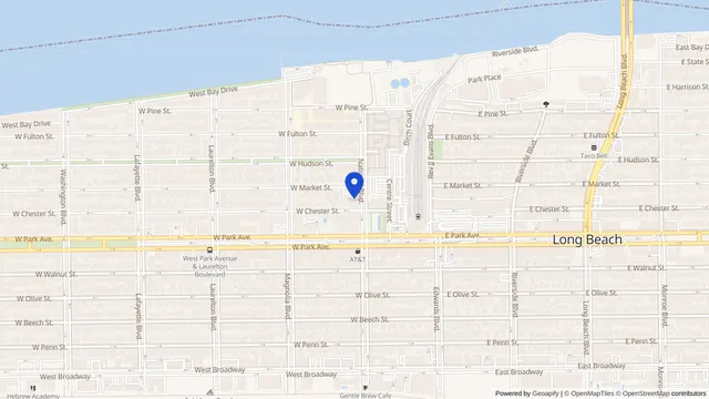 Map showing the location of Park Avenue Extended Care Adult Day at 425 National Blvd, Long Beach, NY 11561, served by DachiPlus medical transportation.