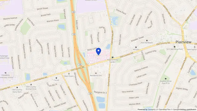 Map showing the location of Plainview Hospital at 888 Old Country Rd, Plainview, NY 11803, served by DachiPlus medical transportation.