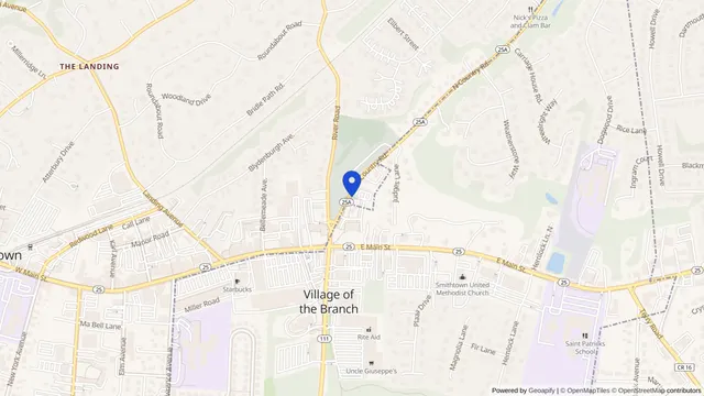 Map showing the location of St. Catherine of Siena Hospital Dialysis Unit at 50 NY-25A, Smithtown, NY 11787, served by DachiPlus medical transportation.