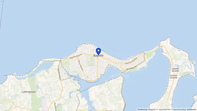 Map showing the location of Bayville at Bayville, Nassau County, NY, served by DachiPlus medical transportation.