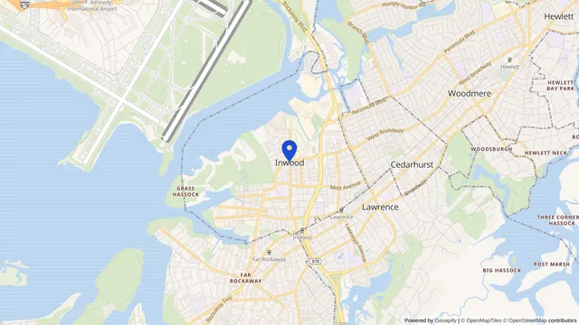 Map showing the location of Inwood at Inwood, Nassau County, NY, served by DachiPlus medical transportation.