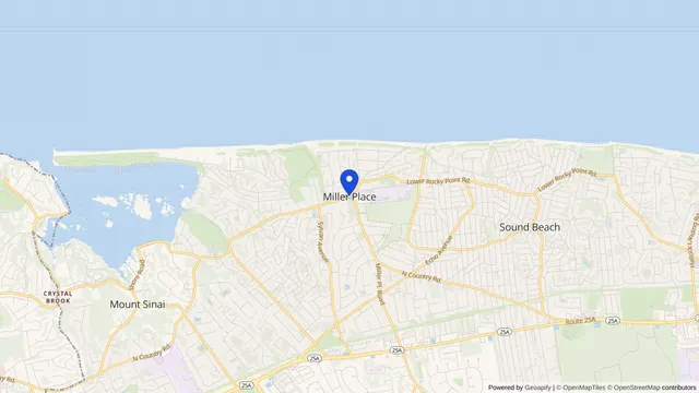 Map showing the location of Miller Place at Miller Place, Suffolk County, NY, served by DachiPlus medical transportation.