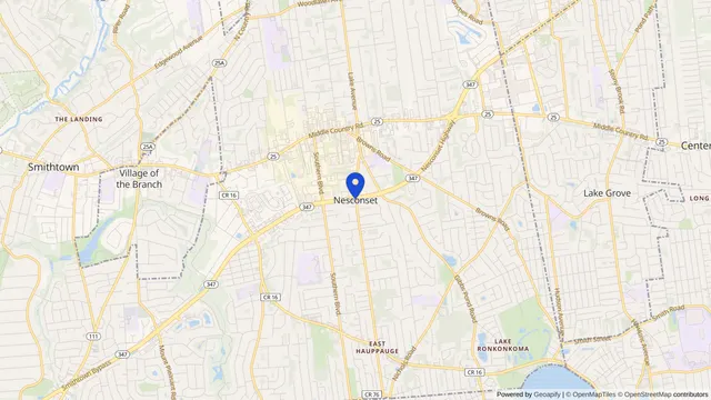Map showing the location of Nesconset at Nesconset, Suffolk County, NY, served by DachiPlus medical transportation.