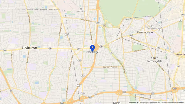 Map showing the location of Plainedge at Plainedge, Nassau County, NY, served by DachiPlus medical transportation.